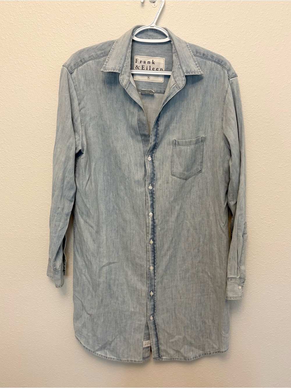 Frank & Eileen Mary Shirt Dress Womens Chambray Blue Light Wash Buttons Size S